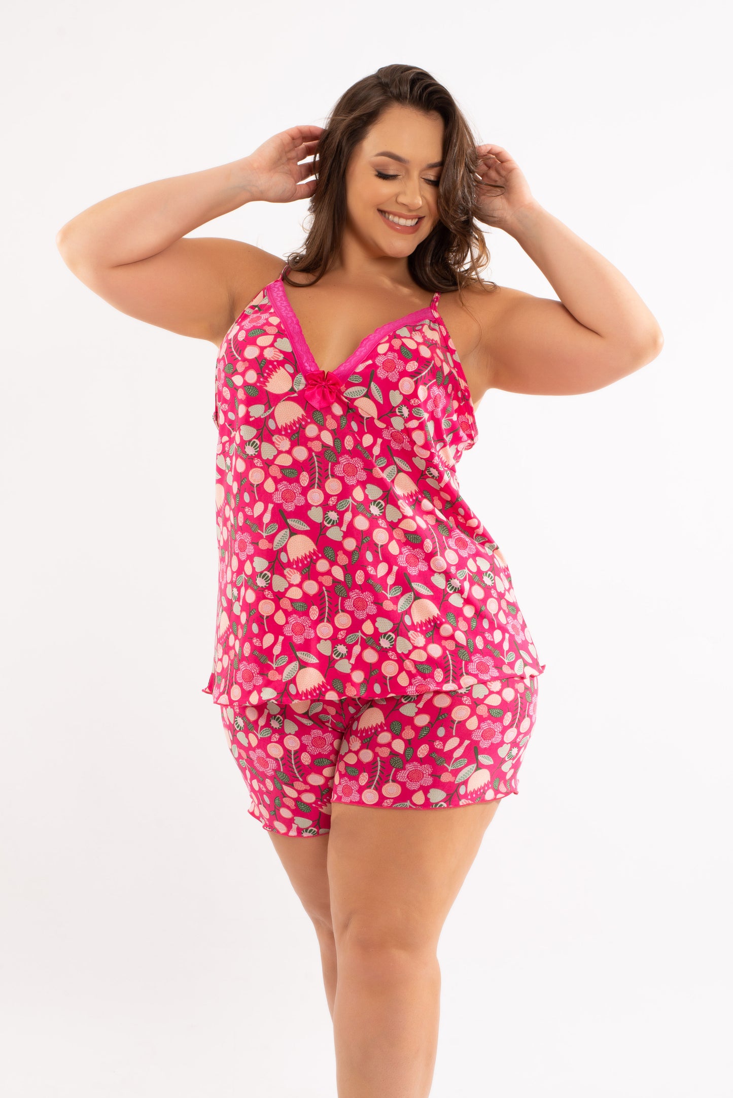 Pijama Short Doll Conforto em Liganete Sandy Plus Size