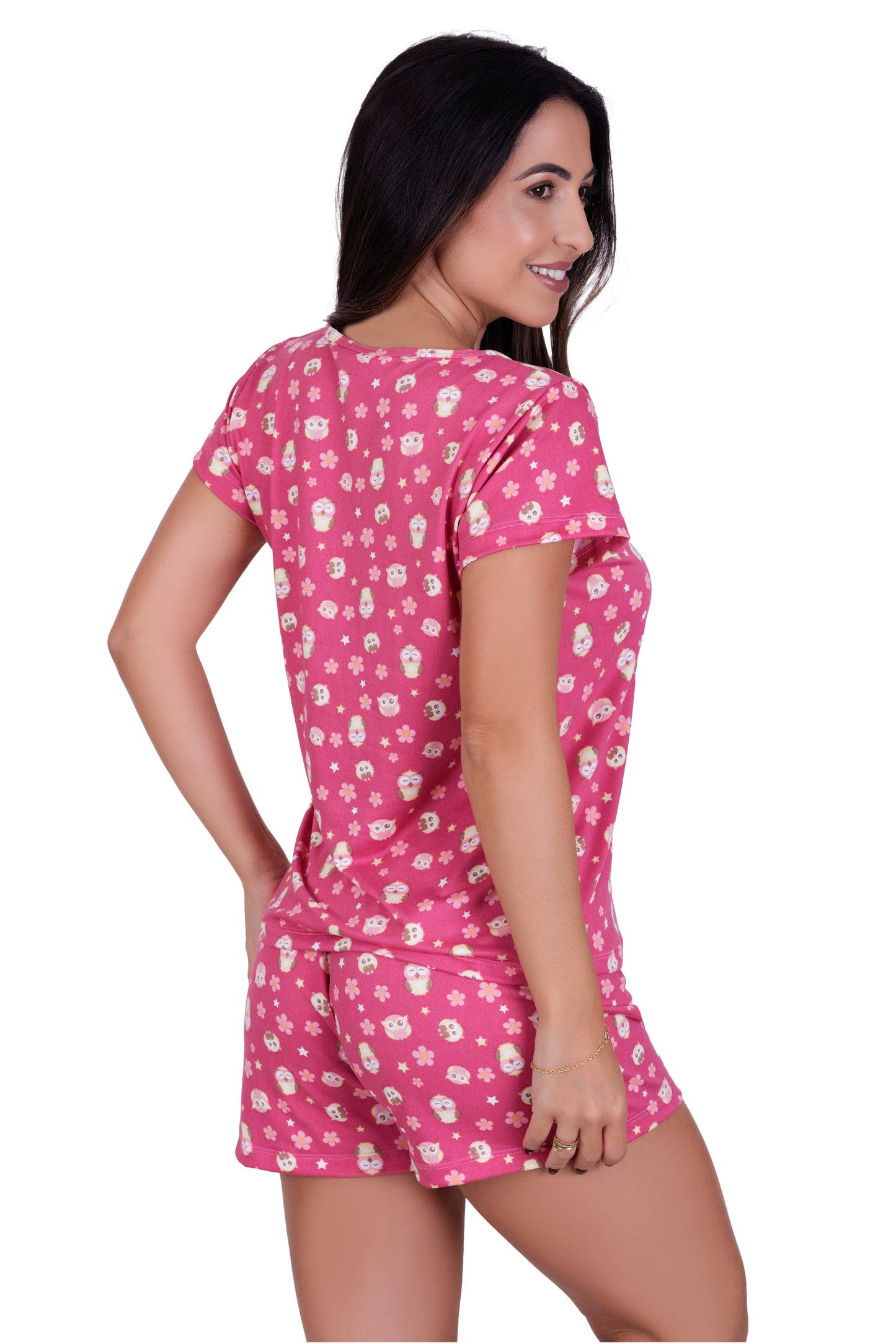 Pijama em Suede Baby Doll Manga Curta