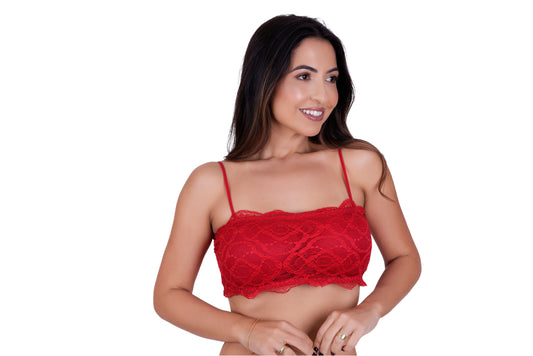 Sutiã Top Faixa em Renda com Bojo - Ref:2402