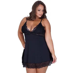 Camisola em Liganete e Renda Gleice Plus Size