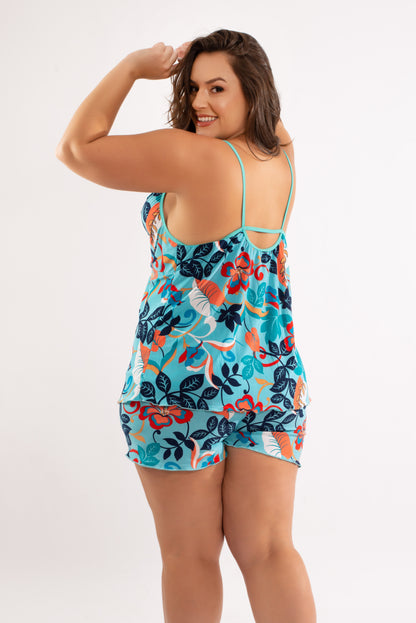 Pijama Short Doll Conforto em Liganete Sandy Plus Size