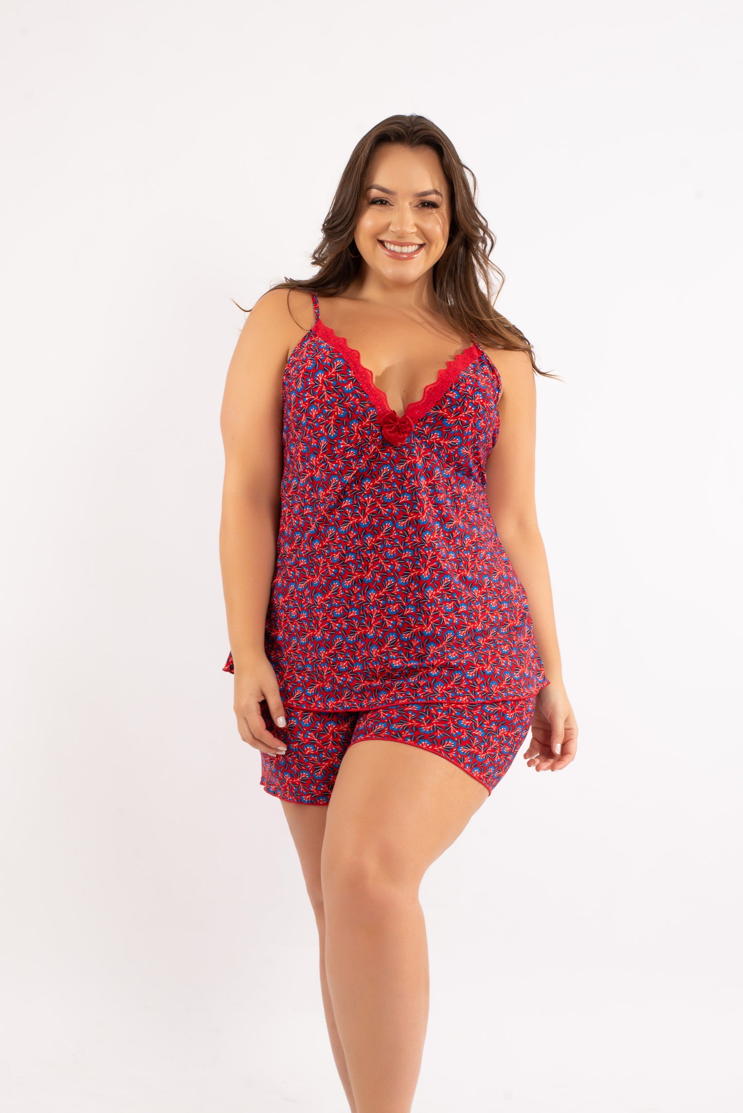 Pijama Short Doll Conforto em Liganete Sandy Plus Size