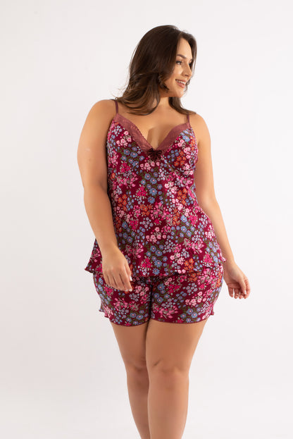Pijama Short Doll Conforto em Liganete Sandy Plus Size