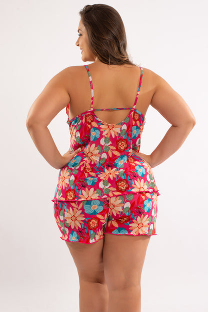 Pijama Short Doll Conforto em Liganete Sandy Plus Size