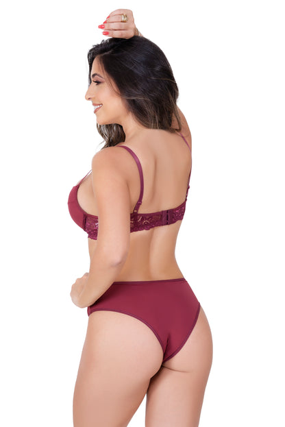Conjunto de Lingerie em Microfibra e Renda Ricarla