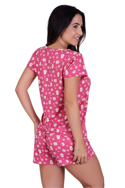 Pijama em Suede Baby Doll Manga Curta