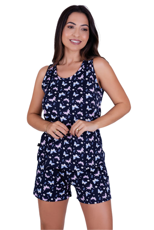 Pijama de Suede Baby Doll Regata